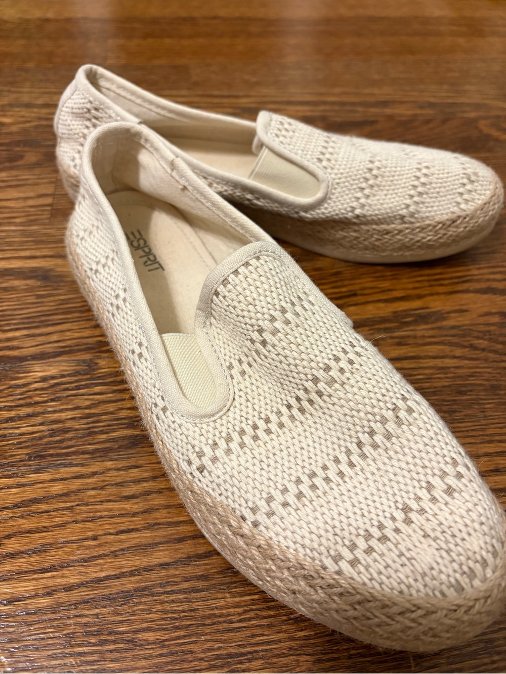 Esprit Women's Neutral Knit Slip-On Espadrille Mules